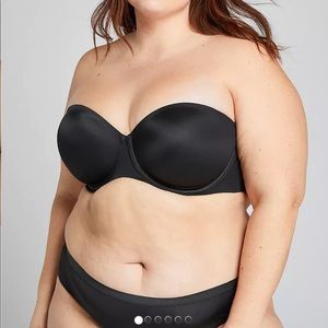 CACIQUE Lightly Lined Strapless Bra - No Straps | Size 44F | Color Black